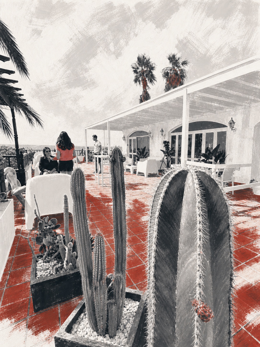 Painted terrace view of Area0 coworking in Puerto del Carmen, Lanzarote